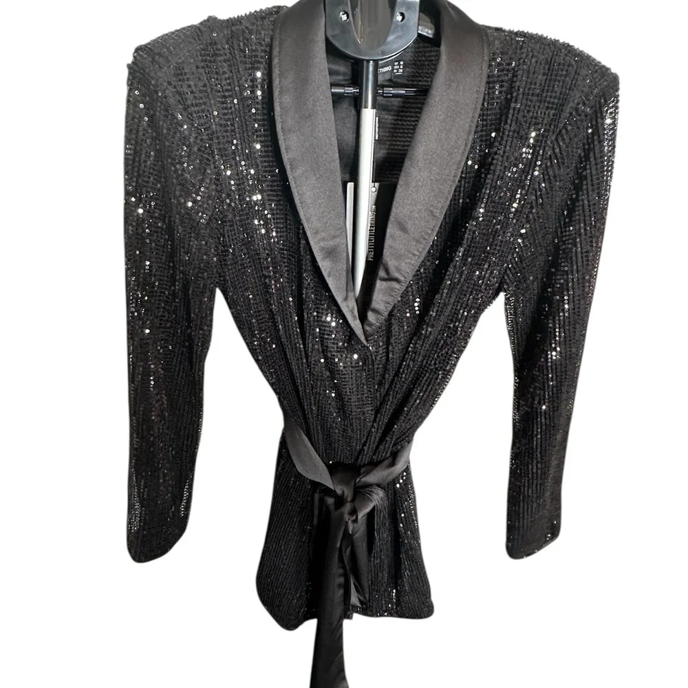 PrettyLittleThing Black Sequin Mini Dress - Picture 3 of 5
